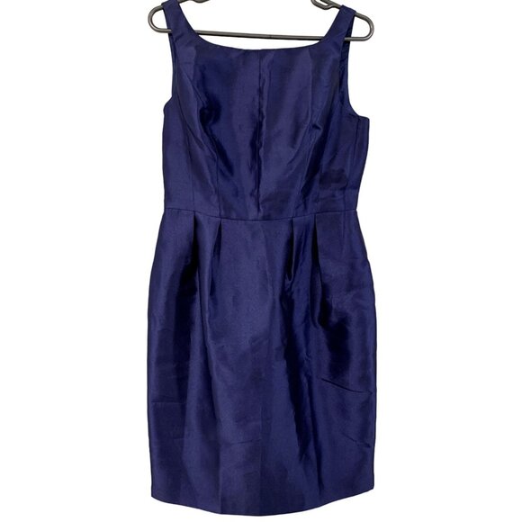 Adrianna Papell Dress Womens 8 Navy Blue Bow Back Open Back Cocktail Party - Picture 3 of 9